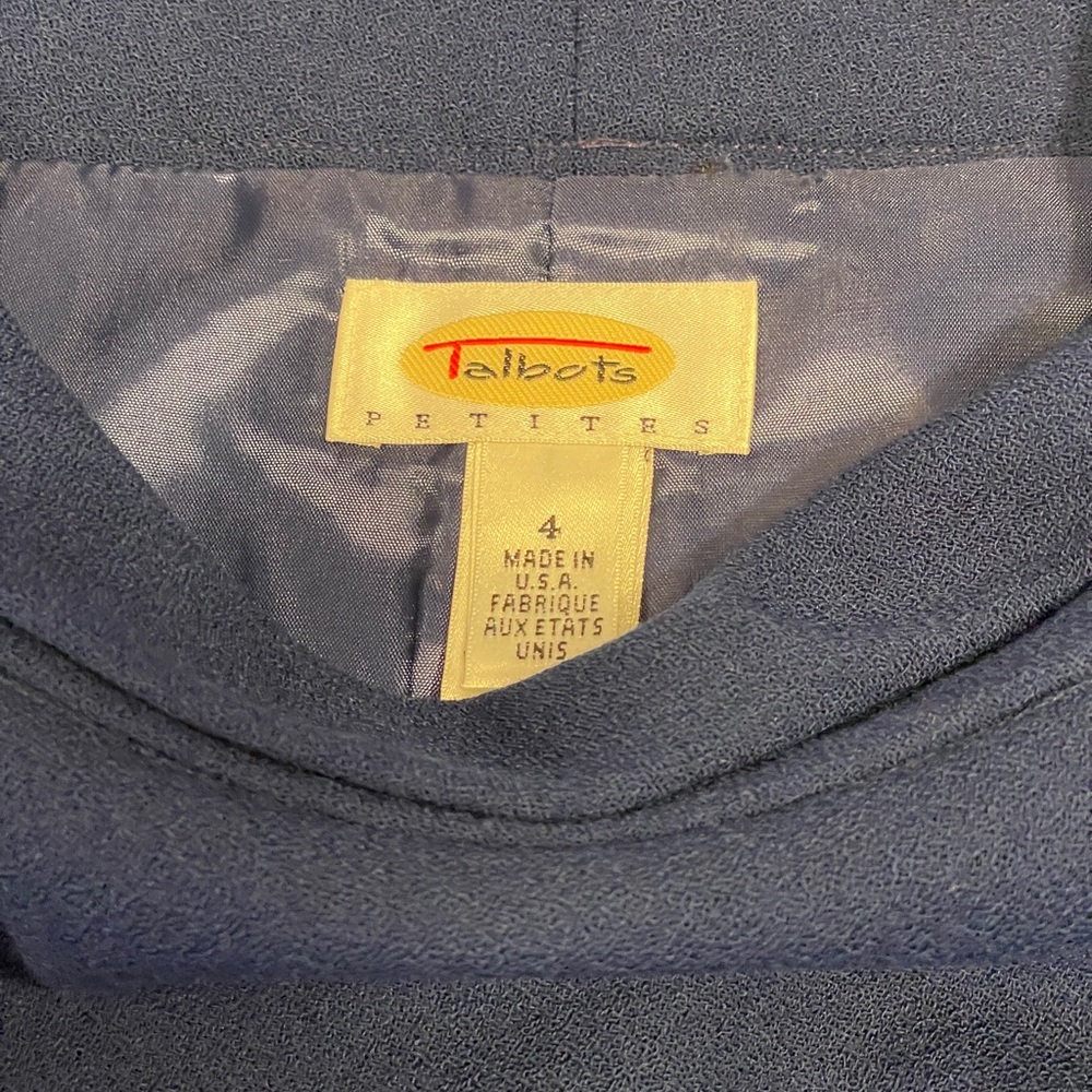 Vintage Talbots Petite 4P Wool Wide Mock Neck Navy Suit 21” Skirt Like New 🇺🇸 - Picture 11 of 16